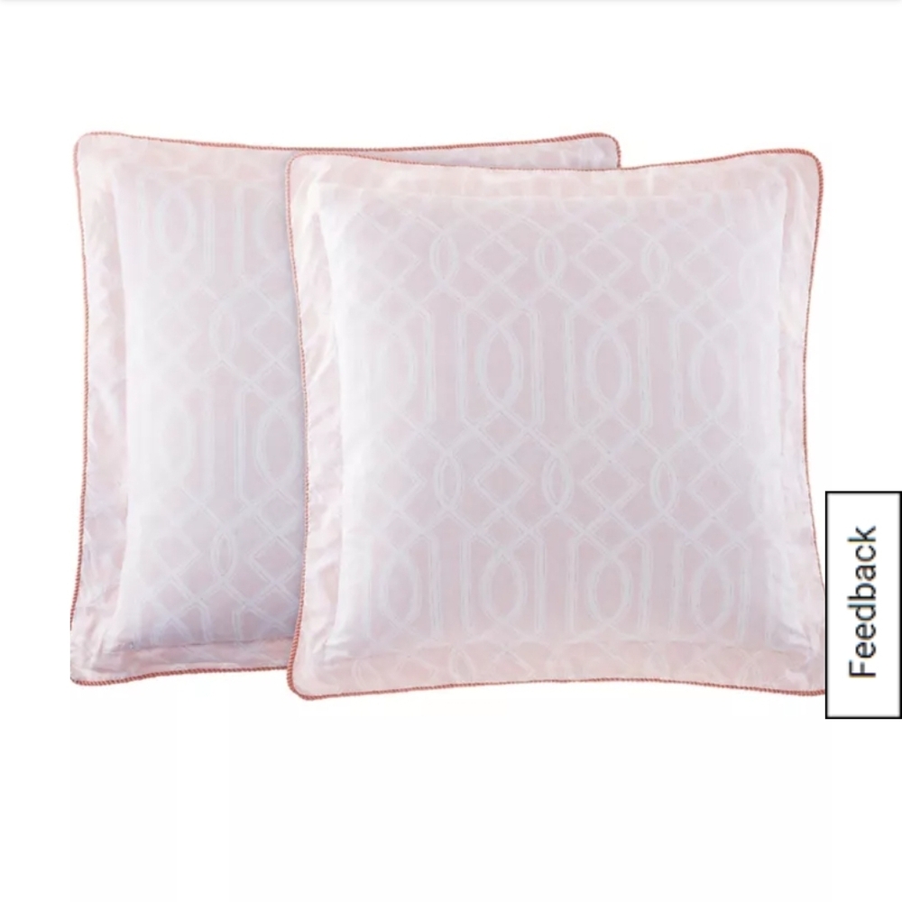 NWT 2 Waverly Soft Pink Geometric Pillows European Shams